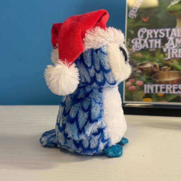 TY Beanie Boo Icicles Owl Christmas Plush Blue White EUC - Picture 2 of 5